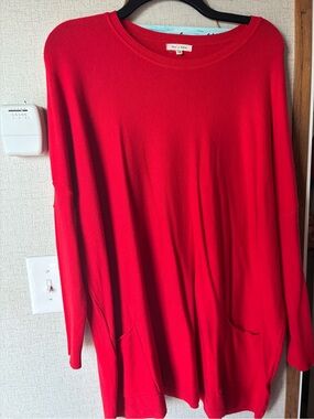 tea n rose Red Crewneck Oversized Sweater